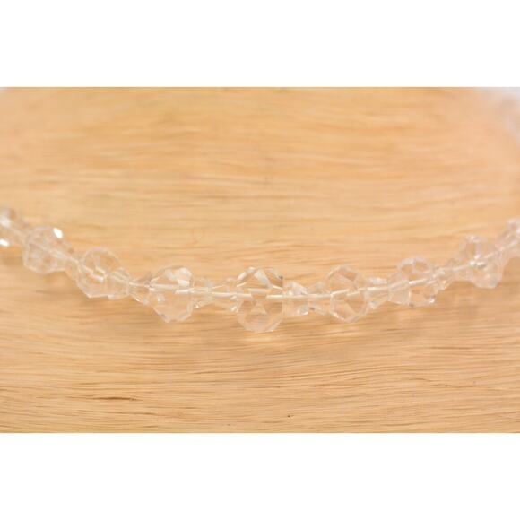 Vintage Crystal Beaded Collar Necklace Clear Faceted D.B. Metal Signed Bin3A - Picture 4 of 12